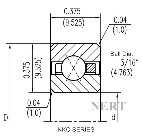 NKC-X(Φ9.525)等截面薄壁四點(diǎn)接觸球軸承剖面圖